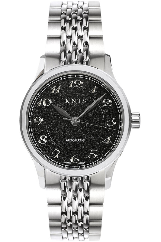 KNIS 刻 -KOKU- 自動巻き 日本製 彫金インデックス ライスブレスレット ブラック ブレゲ数字 KN005-BGBKRC