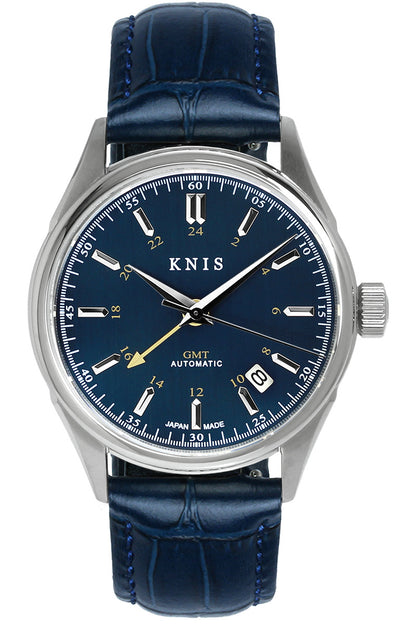 KNIS Classic GMT Automatic Deep Blue / Blue Leather Strap (KN008-BLBLLE)