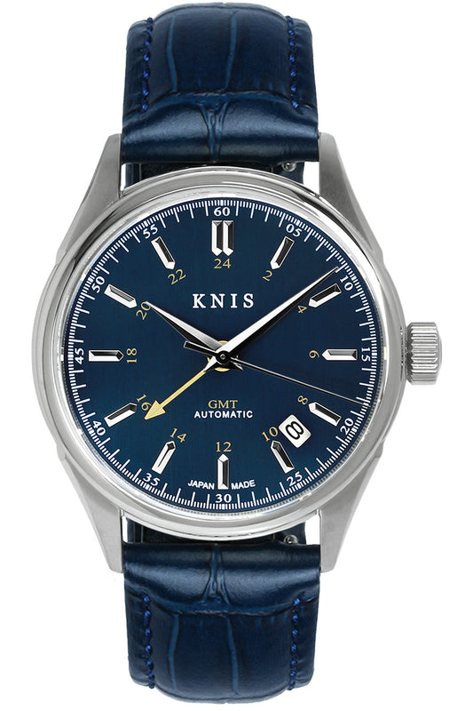 KNIS Classic GMT Automatic Deep Blue / Blue Leather Strap (KN008-BLBLLE)