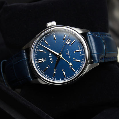 KNIS Classic GMT Automatic Deep Blue / Blue Leather Strap (KN008-BLBLLE)
