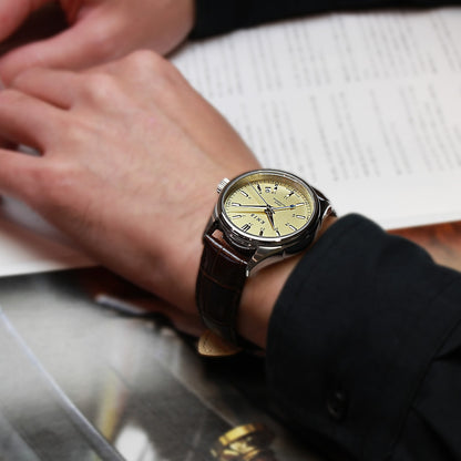 KNIS Classic GMT Automatic Champagne Gold / Brown Leather Strap (KN008-SGBRLE)