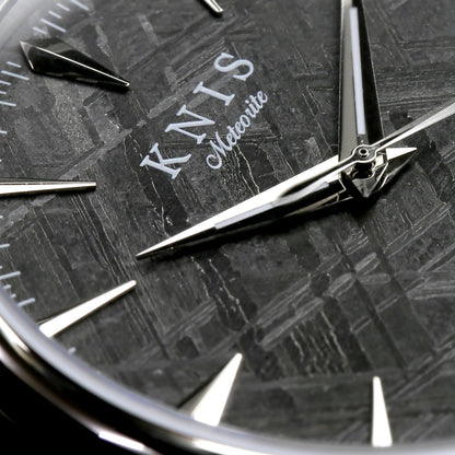 KNIS メテオライト 隕石 日本製 自動巻き 腕時計 メンズ 革ベルト レザー シルバー KN001-MTLE