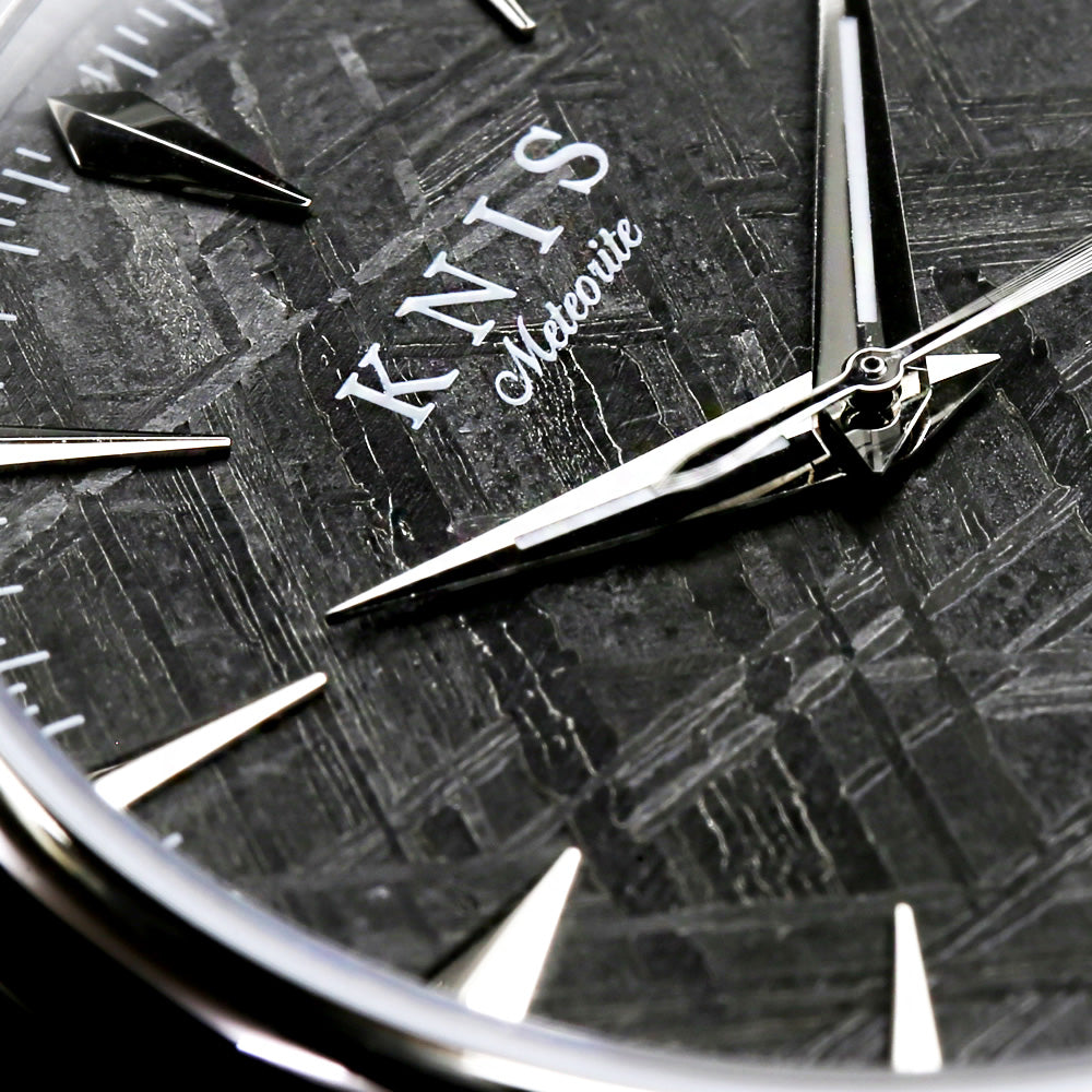 KNIS Meteorite Made in Japan Automatic Watch Men's Leather Strap Leather Black KN001-MTBKLE 