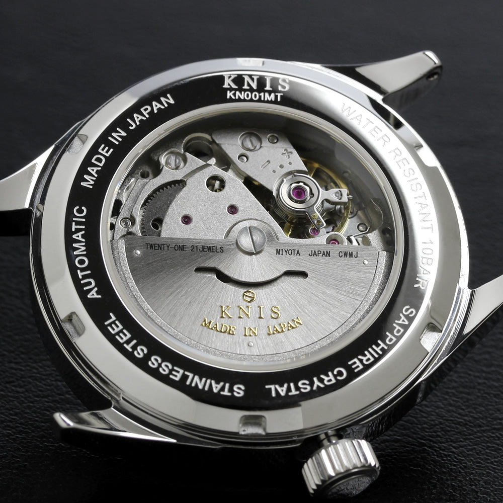 KNIS メテオライト 隕石 日本製 自動巻き 腕時計 メンズ 革ベルト 