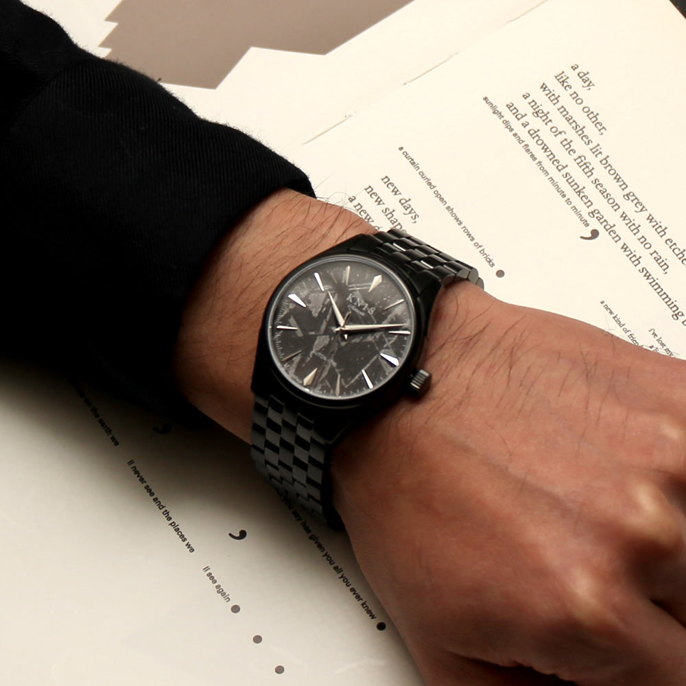KNIS Meteorite Made in Japan Automatic Watch Men's Black KN001-MTBK 